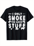 Men's T-Shirt I Only Smoke The Good Stuff With Barbecue Meat Icons And Farm Animals Shirt