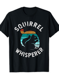 Men's T-Shirt Squirrel Whisperer Vintage Sunset With Forest And Silhouette Squirrel