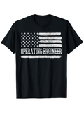 Men's T-Shirt Operating Engineer Distressed American Flag Graphic Tee