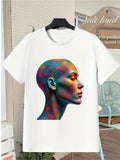 Men's T-Shirt Vivid Colorful Paint Splatter Pattern On Female Portrait Head