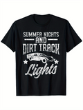 Men's T-Shirt Summer Nights And Dirt Track Lights With Classic Racecar And Stars
