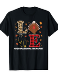 Men's T-Shirt Occupational Therapist With Turkey Feather Accents And Autumn Leaves