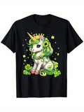 Men's T-Shirt Glittering Crown With Clover Accents And Lush Green Mane Unicorn