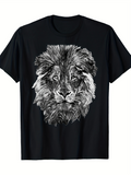 Men's T-Shirt Wild Artistic Realistic Fur Pattern Lion Face
