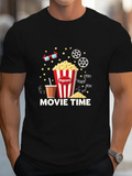 Men's T-Shirt Movie Time Popcorn With Soda 3d Glasses And Film Reels
