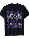 Men's T-Shirt Addiction Recovery Letter Motivational Ribbon T Shirt