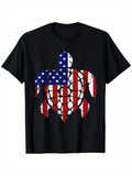 Men's T-Shirt Distressed American Flag Pattern With Worn Stripes On Sea Turtle