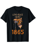 Men's T-Shirt Love Peace Hope With Painted Faces Under Golden Numbers