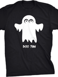 Men's T-Shirt Boo Yah Playful White Ghost With Expressive Eyes Halloween Spirit