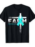 Men's T-Shirt Faith With Cross And Awareness Ribbon Among Inspirational Message Letters