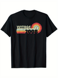 Men's T-Shirt Vintage 2008 Retro Stripes With Circular Rainbow Graphic T Shirt