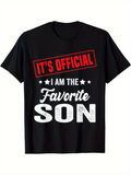 Men's T-Shirt Its Official Stars With Favorite Son Typography Graphic Shirt