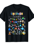 Men's T-Shirt Science All Around Us Colorful Symbols With Laboratory Equipment Lightning Molecules And Planets
