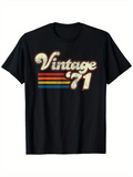 Men's T-Shirt Vintage 71 Retro Stripes With Faded Classic Seventies Themed Shirt