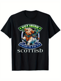 Men's T-Shirt Not Irish Proud To Be Scottish Plaid Scarf Dog With Green Banner