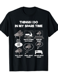 Men's T-Shirt Things I Do In My Spare Time With Cartoon Pianos And Thought Bubbles Surrounding Text Elements