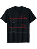 Men's T-Shirt Minimal Outline With Suit Symbols Hearts Spades Diamonds And Clubs