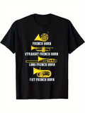 Men's T-Shirt French Horn Variations With Illustrations Of Wind Instruments