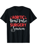 Men's T-Shirt Aortic Heart Valve Surgery Survivor With Decorative Hearts Motif On Black T Shirt