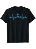 Men's T-Shirt Heartbeat Line With Blue Graphic Featuring Running Jogging Person