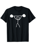Men's T-Shirt Simple Cartoon Stick Figure Lifting Heavy Barbell With Angry Face