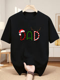 Men's T-Shirt Christmas Candy Cane With Santa Hat Dad Lettering