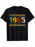 Men's T-Shirt Classic 1965 Original Vintage Colorful Distressed Letters With Horizontal Lines T Shirt
