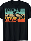 Men's T-Shirt Football Is My Favorite Season With Retro Striped Color Blocks Featuring A Classic Football