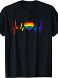 Men's T-Shirt Rainbow Heartbeat With Vibrant Colorful Pulse Energy Heart