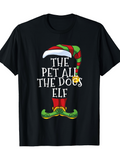Men's T-Shirt The Pet All The Dogs Elf Wearing Striped Holiday Hat And Curled Boots