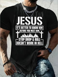 Men's T-Shirt Jesus Better To Know Him Flames Cross Black T Shirt