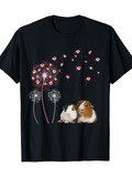 Men's T-Shirt Soft Wind Blowing Dandelion Seeds With Fluffy Brown And White Guinea Pig