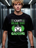 Men's T-Shirt Cant Hear You Im Gaming With Green Wings And Video Game Controller