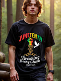 Men's T-Shirt Juneteenth Empowering Raised Fist With Broken Chains Flying Dove