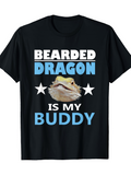 Men's T-Shirt Bearded Dragon With Two White Stars And Bold Text