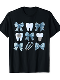 Men's T-Shirt Cute Blue Ribbons With Teeth Dental Tools Under Soft Light Tooth