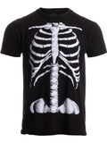 Men's T-Shirt White Ribcage Bones Design On Black Shirt Skeleton