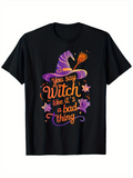 Men's T-Shirt You Say Witch Like Its A Bad Thing Surrounded By Stars Purple Crystals And Spell Hat
