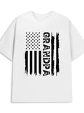 Men's T-Shirt Grandpa Distressed Vertical American Flag With Bold Letters Design