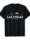 Men's T-Shirt Las Vegas Skyline Silhouette With Crescent Moon And Nevada Outline