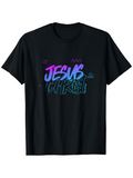 Men's T-Shirt Jesus Christ Colorful Neon Lettering With Vibrant Hand Drawn Streaks Shirt