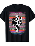 Men's T-Shirt Vivid Southwestern Pattern With Cow Print Overlayed Cactus