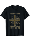 Men's T-Shirt Orthodoxy Keeping It Real Since 33 Ad Golden Religious Cross