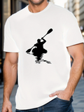 Men's T-Shirt Reflection Ripple Black Ink Art Of Kayaker Canoe Water Sports Silhouette