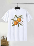 Men's T-Shirt Fresh Green Leaves With Blossoms And Ripening Orange Fruit