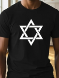 Men's T-Shirt Interlocking White Geometric Lines Forming Central Star Symbol