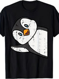 Men's T-Shirt Smiling Penguin Peeking Out With Distressed Vintage Graphic Effect Penguin
