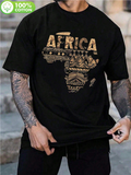 Men's T-Shirt Africa Patterned Tribal Motifs Across Continent Outline Shirt