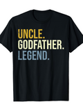 Men's T-Shirt Uncle Godfather Legend Textured Letters On Bold Black T Shirt