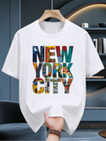 Men's T-Shirt Colorful Urban Blocks With Vibrant Tones Forming New York City Letters